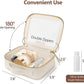 PACKISM Medium Clear Makeup Bag - PU Leather Clear Travel Bags for Toiletries Car Bag for Essentials, with Message Card Cosmetic Bags Makeup Case for Women Gift (Cream Medium)