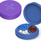 2 Pack Small Pill Box,3 Compartment Round Silicone Travel Pill Box for Purse Pocket, Waterproof Portable Compact Medicine Holder for Vitamin, Cod Liver Oil, Supplement(Purple+Blue)