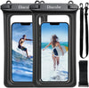 2-Pack Waterproof Phone Pouch, Universal IPX8 Floating Waterproof Case with Adjustable Lanyard for All Phones [Up to 8.3"] Beach, Waterpark & Travel Essentials - Black