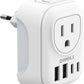 European Travel Plug Adapter, International Plug Adapter with 2 AC Outlets 4 USB Ports(2 USB C), Type C Europe Power Plug Charger for US to Europe EU France Spain Germany Iceland Italy