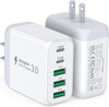 USB C Wall Charger Block, 2Pack 50W 5-Port C Charger Fast Charging Block PD Power Adapter +QC 3.0 Multiport Type C Box Brick Cube USB A Wall Plug for iPhone 16/15/14 Pro Max Plus, iPad,Samsung Galaxy - Roamly