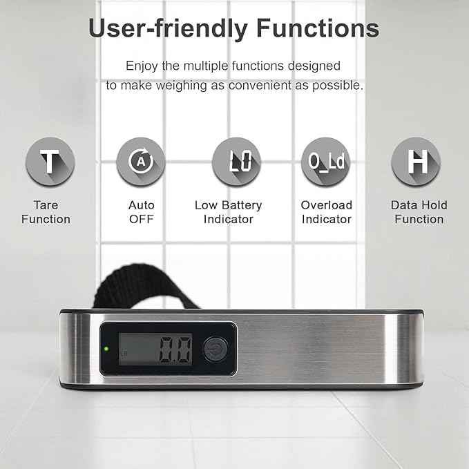 travel inspira Luggage Scale, Portable Digital Hanging Baggage Scale for Travel, Suitcase Weight Scale with Rubber Paint, 110 Pounds, Battery Included