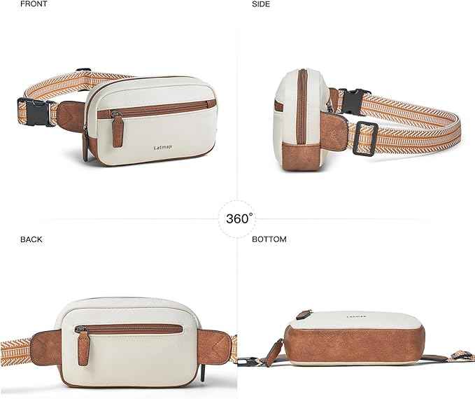 2L Fanny Packs Everywhere Belt Bag Small Fashion Crossbody Waist Pack Faux Leather Waterproof Sling Chest Bag For Women Beige