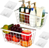 2 Set LeleCAT Hanging Wall Basket Organizer, Over the Cabinet Door Adhesive Wire Baskets for Organizing Kitchen Food Pantry Bathroom Shelf Storage No Drilling Wall Mounted,White