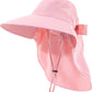 Womens Sun Hat UV Protection, Foldable Waterproof Wide Brim Bucket Hats with Neck Flap for Summer Beach Fishing Hiking
