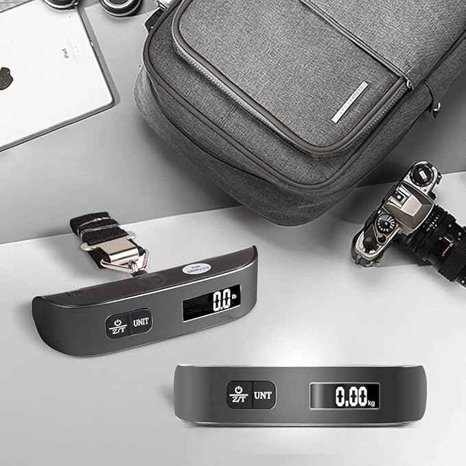 travel inspira Luggage Scale, Portable Digital Hanging Baggage Scale for Travel, Suitcase Weight Scale with Rubber Paint, 110 Pounds, Battery Included