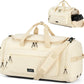 Large Travel Duffle Gym Bag with Shoe Compartment, Underseat Carry On Luggage Overnight Weekender Personal Item Workout Bags for Women Men (Offwhite) - Roamly