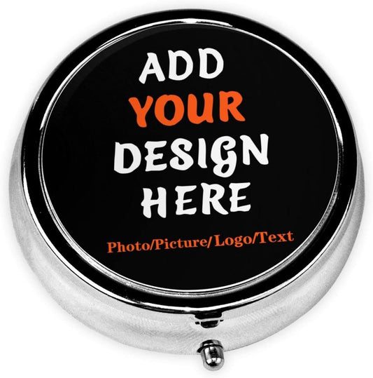 Custom Round Pill Case, Personalized Name/Photo Decor Travel Jewelry Organizer Container Medicine Vitamin Pill case - 3 Compartment
