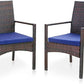 PHI VILLA Patio Wicker Chair Set of 2, Outdoor Modern PE Rattan Armchair with Removable Cushions for Deck, Porch, Balcony