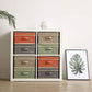 YueYue 4 Pack Small Fabric Storage Box with Lids, Foldable Linen Storage Box with Lids 4 Pieces Gray&Linen Set 12.4in/12in/6.7in
