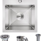 15 x 15 inch Drop in Bar Sink, Small Topmount Kitchen Sink Single Bowl 18 Gauge Stainless Steel Bar Sinks with Basket Strainer Drain