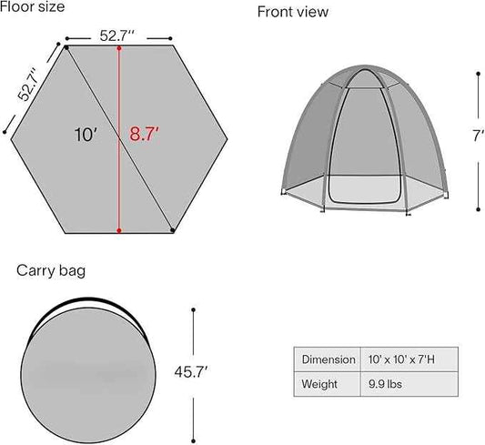 Alvantor Pop Up Screen House Gazebo with Mosquito Netting, Instant UV Resistant Sun Shelter for Patio & Backyard, Portable Canopy Tent for 2-10 Person
