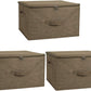 ANMINY 3PCS Storage Bins with Zipper Lids 51.9 Qt Lidded Fabric Storage Boxes Baskets Cubes with Handles Collapsible Washable Cotton Linen Closet Shelf Clothes Organizer - Coffee, Extra Large