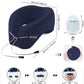 Travel Pillows for Airplanes, Neck Pillow Airplane, Airplane Travel Accessories with Eye Mask, Earplugs & Storage Bag, Ergonomic Memory Foam Neck Pillow for Sleeping, Flights, Cars, Office (Navy Blue)