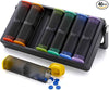 Weekly Pill Organizer 2 Times a Day, KOVIUU Large Travel Pill Box 7 Day, Am Pm Twice Daily Pill Case with Rotatable Handle, Pill Holder Container for Vitamin, Medicine, Supplement, Translucent-Black