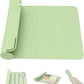 Utensil Box, Tableware Silicone Portable Box Silverware mat, Suitable for Kitchen Utensils, Portable Outdoor Camping Spoon Fork Utensils Storage mat (Green)