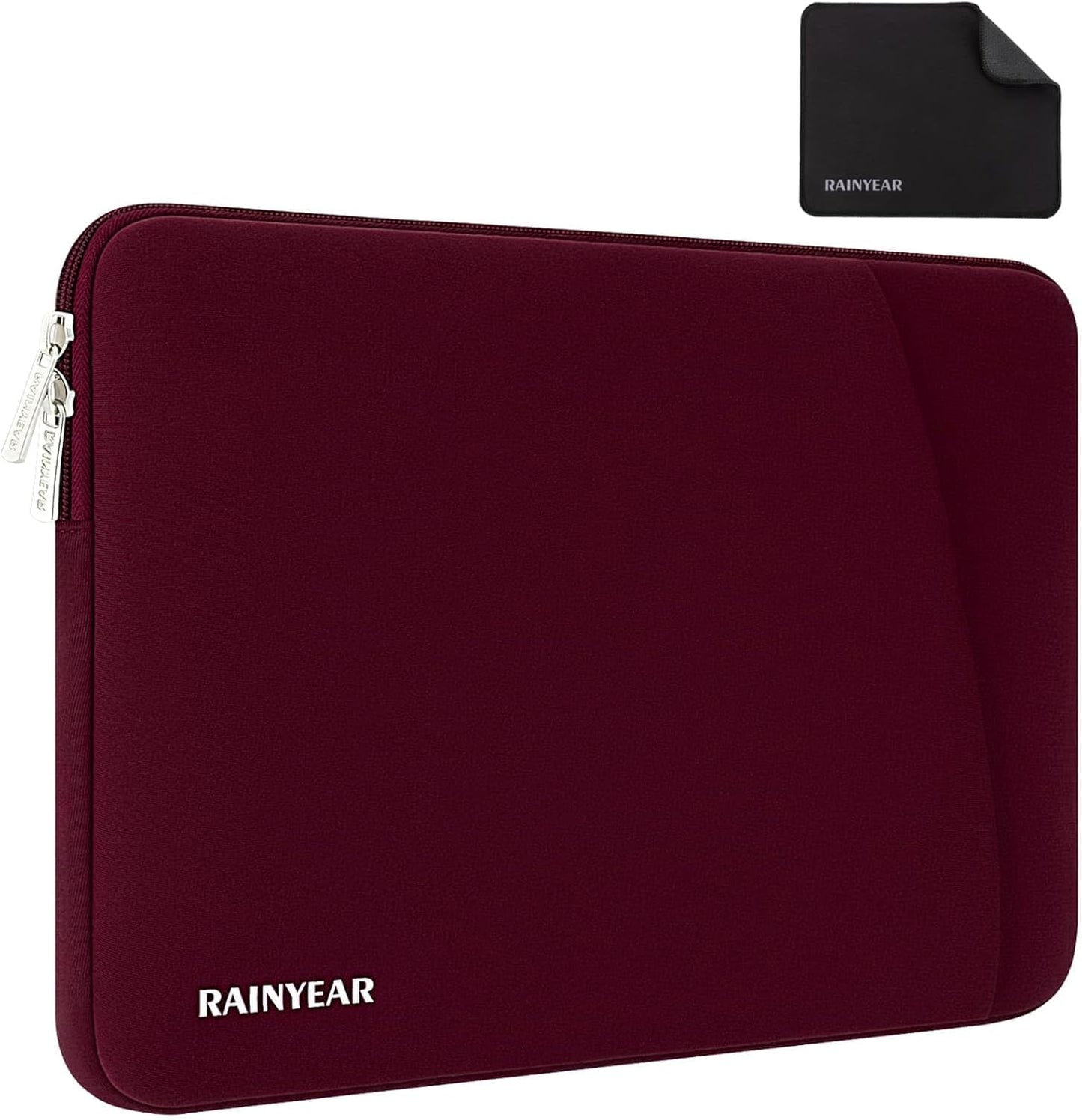 RAINYEAR Laptop Sleeve Case with Front Pocket, 13.3 Inch Protective Portable Case Briefcase Laptop Bag Cover Compatible with MacBook Air/Pro 13-13.3 inch, MacBook Pro/Max 14 inch, Red