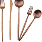 Gugrida 20-Piece 18/10 Stainless Steel Flatware Silverware, Luxury Dinnerware Set Travel Cutlery Tableware Include Knife Fork Spoon Service for 4,Healthy & Eco-Friendly Dishwasher Safe (Rose Gold)