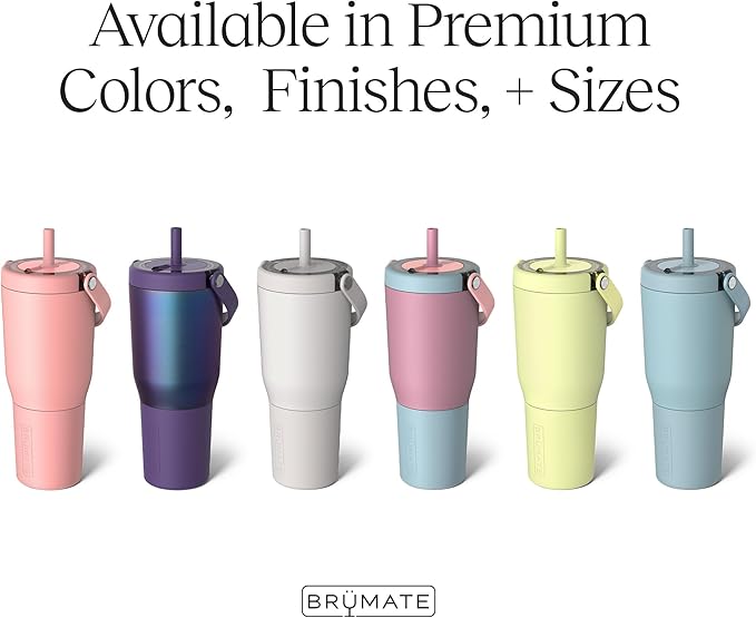 BrüMate Resa 35oz 100% Leakproof Travel Tumbler with Handle & Straw | Flexible SoftSip Straw | Silicone Sleeve for Durability | Stainless Steel | Cup Holder & Travel Friendly Water Bottle | (Lavender)
