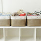 TheWarmHome Organization and Storage Basket for Organizing - X Large - 3 Pack 17.7L×13.8W×9.8H in Collapsible Storage Bin for Shelves, Fabric Basket for Gifts Organizer Toy Closet (White & Khaki)