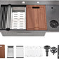 33 Inch Black Drop In Kitchen Sink with Glass Rinser-Bokaiya 33x19 Drop In Sink Stainless Steel Ledge Workstation 16 Gauge Single Bowl Deep Kitchen Sinks with Cup Washer
