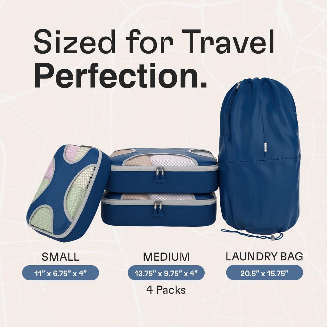 Shacke 6 Set Packing Cubes for Travel - Compression Packing Bags/Travel Organizer - Luggage Organizer Bags for Traveling - Travel Essentials for Women - Cruise Must Haves Packing List