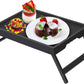 Artmeer Bed Tray Table with Folding Legs,Bamboo Breakfast in Bed for TV Table, Laptop Computer Tray,Eating,Snack Tray(Black)