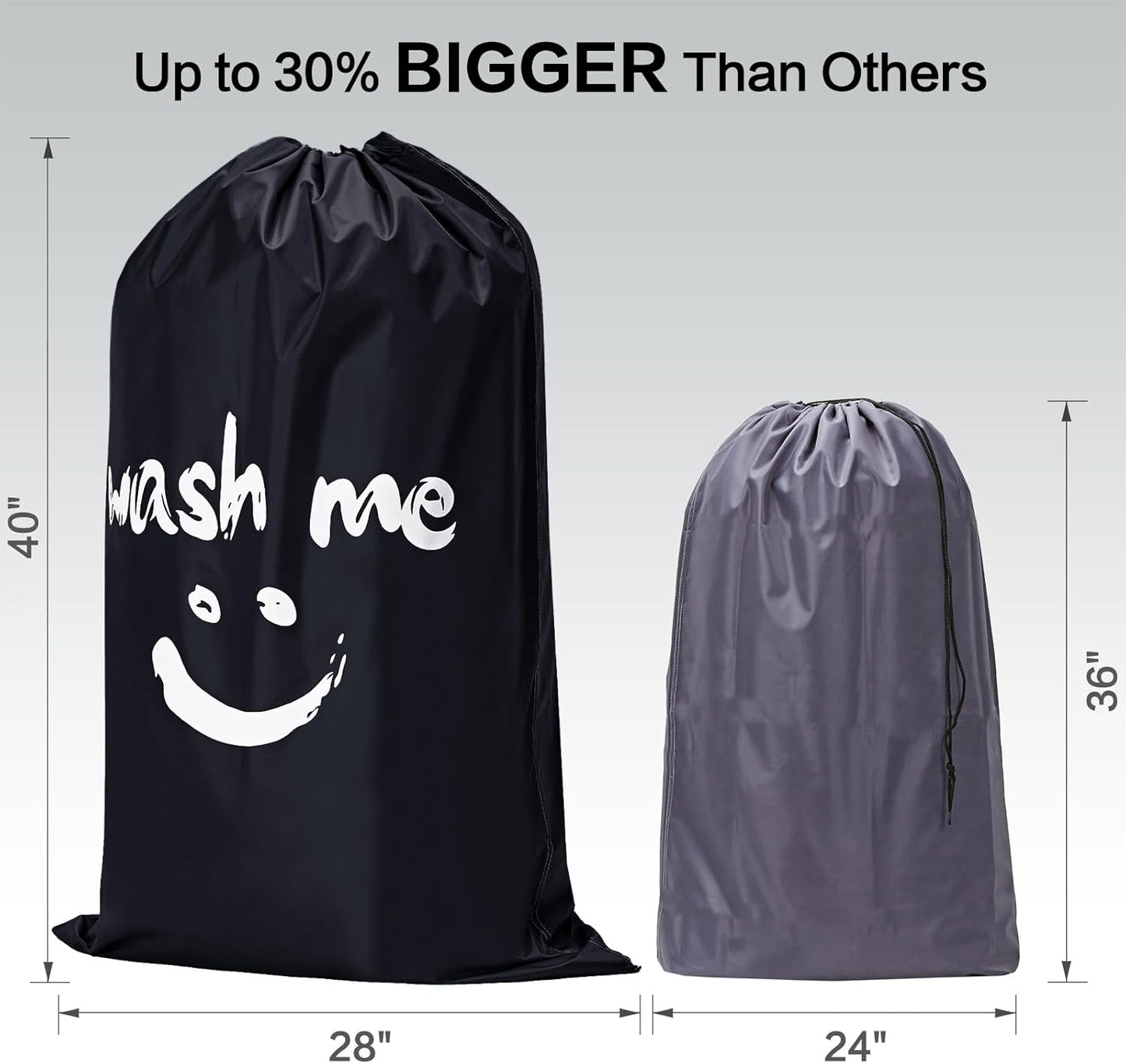 HOMEST 2 Pack XL Wash Me Travel Laundry Bag, Dirty Garments Organizer, Large Enough to Hold 4 Loads of Clothes, Easy Fit a Hamper or Clothing Basket, Black and Sky Blue
