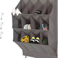 Over the Door Shoe Organizer, Grey 12 Pockets Hanging Shoe Storage Rack with Large Deep Pockets, Oxford 600D Fabric Shoe Storage Rack with 6 hook for Shoes, Home Accessories etc