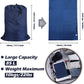 Washable Travel Laundry Bag with Drawstring (3 Pack), Large Dirty Clothes Bag Fit a Laundry Basket or Clothes Hamper, Enough to Hold 4 Loads of Laundry,26x39 inches Navy Blue 3