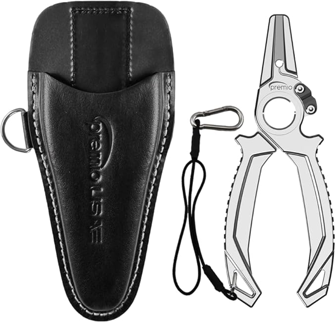 danco Premio Titanium Fishing Pliers, with Lanyard & Leather Sheath, Saltwater-Resistant Pliers for Offshore and Inshore Anglers, Multiple Sizes and Colors Available