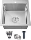 POPFLY 15 Inch Wet Bar Drop In Sink, SUS 304 Stainless Steel Topmount Sinks Handmade Single Bowl 18 Gauge Kitchen Small Outdoor Rv Sink, Brushed Nickel (15×17×8)