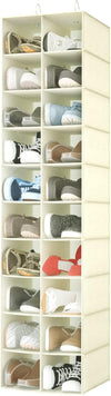 coastal rose Hanging Shoe Organizer for Closet, 20 Sections Hanging Closet Organizers and Storage Shelves, Space Saving Shoe Storage Rack Holder, Beige, 12''W×12''Dx 50''H