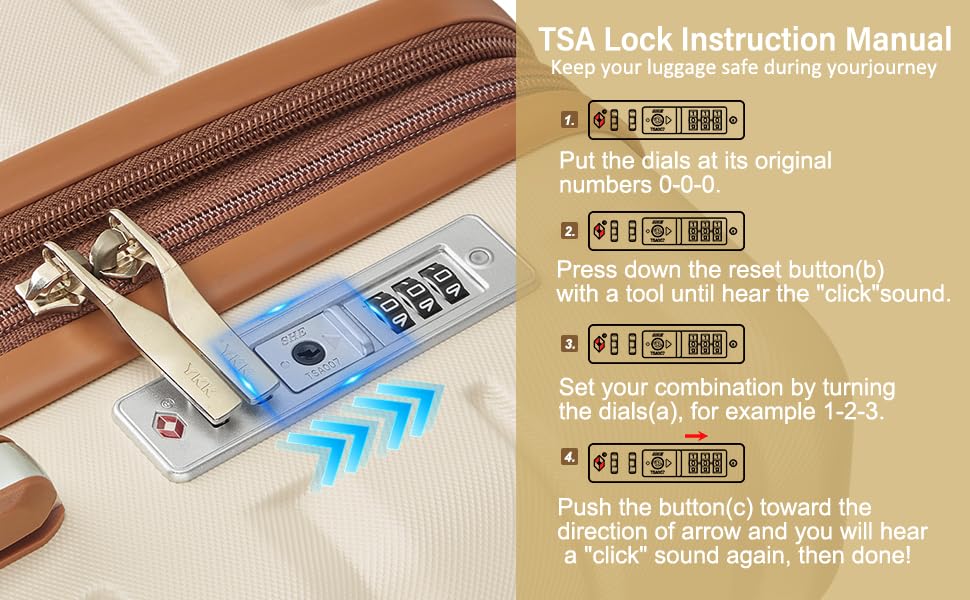 Luggage Sets with TSA Lock Hardside PC+ABS Carry On expandable Suitcase with Spinner Wheels Lightweight Rolling Travel Luggage Sets with YKK (4 Count)