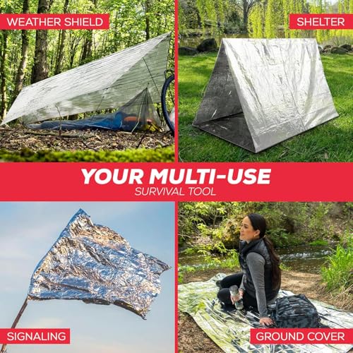 Emergency Blanket Mylar Thermal Space Survival Gear & Supplies 4 (4 Count)