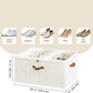 StorageWorks Shoe Organizer for Closet, Fits up to 24 Pairs, Shoe Cubby Storage Containers with Adjustable Dividers and Clear Cover, Beige