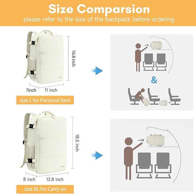 Taygeer Travel Backpack for Women, Carry On Backpack with Shoe Pouch, TSA 15.6" Laptop Back Pack Flight Approved, College Gym Bag Casual Daypack for Weekender Business Hiking,Beige