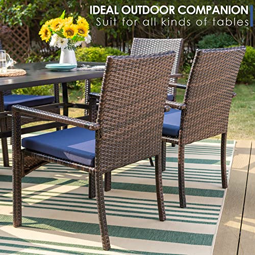 Wicker Patio Dining Chairs Set of 2 with Removable Cushions (2 Count)