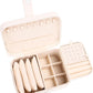 2 Layer Portable Jewelry Box, Large Jewelry Travel Case with 4 Jewelry Pouches, Medium Size Jewelry Organizer Box for Earrings, Necklaces, Bracelets (beige)