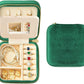 TAIMY Plush Velvet Travel Jewelry Box, Small Travel Jewelry Case, Portable Mini Jewelry Travel Organizer Boxes for Rings Earrings Necklaces Bracelets(Emerald Green,with Mirror)