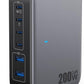 USB C Charger 200W USB Charging Block,6 Ports GaN IV Foldable Wall Charger Outlet Plug,QC4.0 Fast Charging Station Hub,PD 65W Laptop Adapter for MacBook Pro/Air,Dell,iPhone 16/15,Galaxy,Steam Deck
