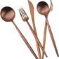 Matte Rose Gold Silverware Set,Gugrida 5-Piece 18/10 Stainless Steel Satin Finish Flatware Set,Kitchen Utensil Set,Tableware Travel Cutlery Set for Camping Office or School Lunch, Dishwasher Safe