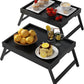 Bed Tray Table with Folding Legs,Bamboo Breakfast in Bed for Kitchen Serving Tray,Sofa,Eating,Used As Laptop Desk Snack Tray 2 Pack (Black)