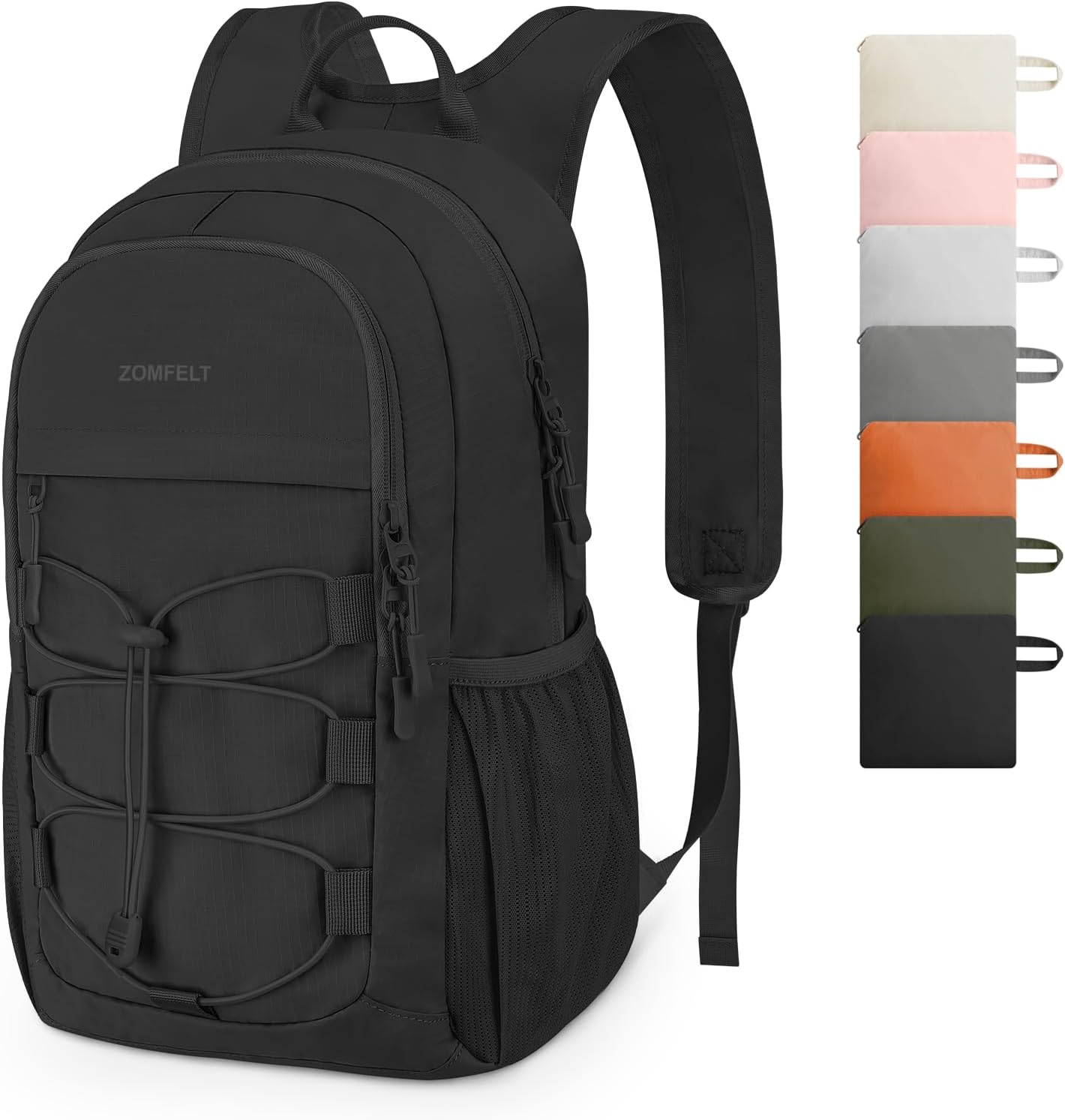ZOMFELT Hiking Backpack for Women Men, 25L Lightweight Packable Backpacks for Trip, Water Resistant Small Travel Backpack, Foldable daypack for Hiking, Walking, Cycling, Camping, Black - Roamly