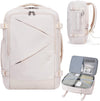 ECOHUB 30L Carry on Travel Backpack for Men Women 18x14x8, 17 inch Expandable Airlines Personal Item Bag Water Resistant Laptop Backpack Flight Approved with USB Slot & Wet Pocket, Beige