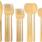 20 Pieces Silverware Set 304 Stainless Steel, Healthy & Eco-Friendly Silver Travel Mirror Polished Gold Knife Fork Spoon Salad Fork Dessert Spoon Flatware Set, Service for 4
