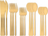 20 Pieces Silverware Set 304 Stainless Steel, Healthy & Eco-Friendly Silver Travel Mirror Polished Gold Knife Fork Spoon Salad Fork Dessert Spoon Flatware Set, Service for 4