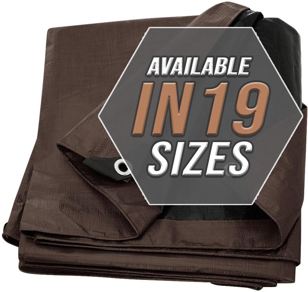 Large Waterproof Tarp - Heavy Duty 10 Mil Thick Poly Tarpaulin Ideal for Canopy Tents, Boats, RV or Pool Covers - Multipurpose Protective Tarps with Grommets for Indoor and Outdoor Use | 16' x 20'