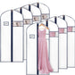 Syeeiex 60'' Garment Bags for Hanging Clothes, Set of 8 Dress Bags for Gowns, Dress Garment Bags for Gowns,Evening Dresses,Fur Coat,Long Dress(White & Dark Blue)