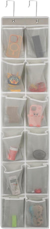 Over the Door 12 Pocket Hanging Shoe Organizer, Gray